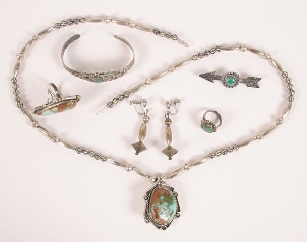 Appraisal: Lot of pieces vintage Native American sterling turquoise jewelry including