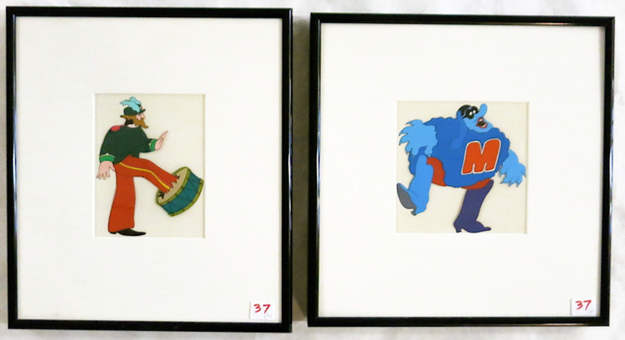 Appraisal: TWO HAND PAINTED ANIMATION CELS The Beatles' Yellow Submarine cels