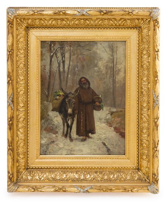 Appraisal: Sale Lot Artist Unknown Continental th Century Monk and Donkey