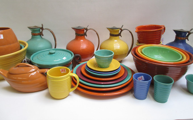 Appraisal: ASSORTED BAUER AND OTHER POTTERY thirty-four pieces mostly dinnerware including