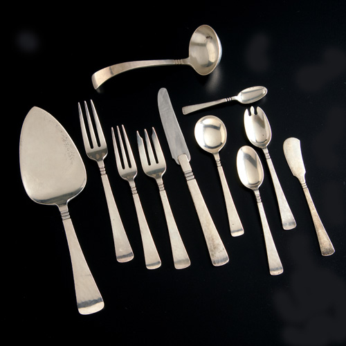 Appraisal: Porter Blanchard spot hammered silver flatware ca Eighty-five-piece service for