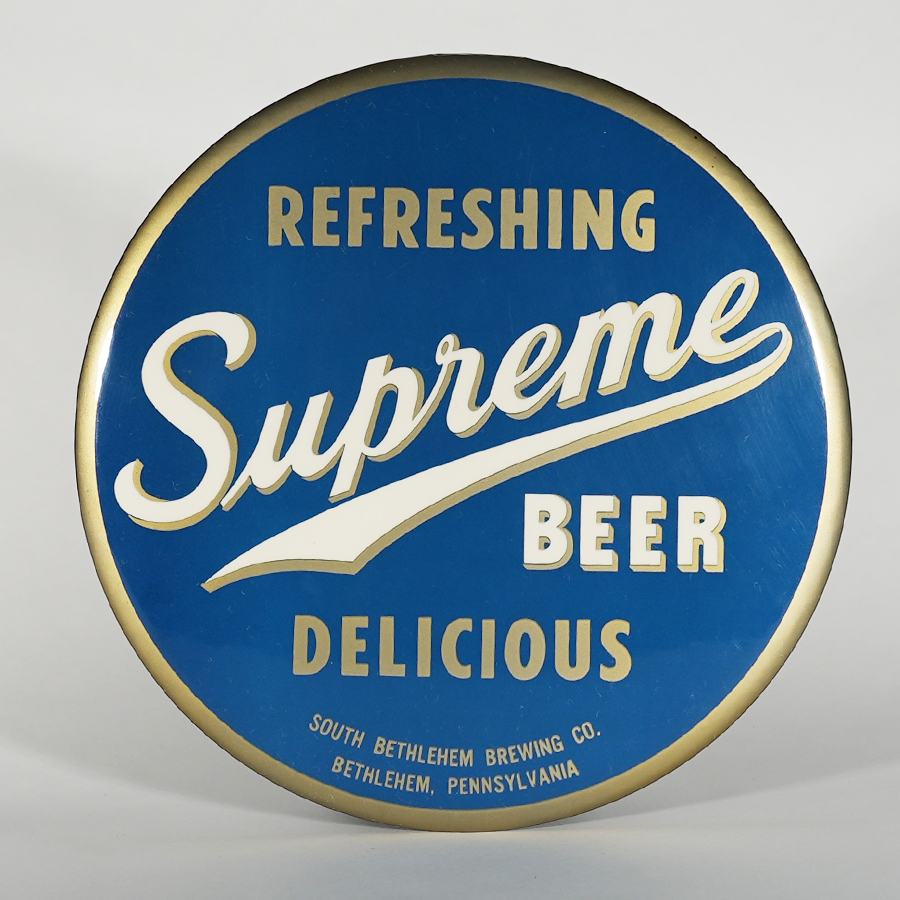 Appraisal: Supreme Beer Celluloid Over TOC Button SignReference n aBrewery South