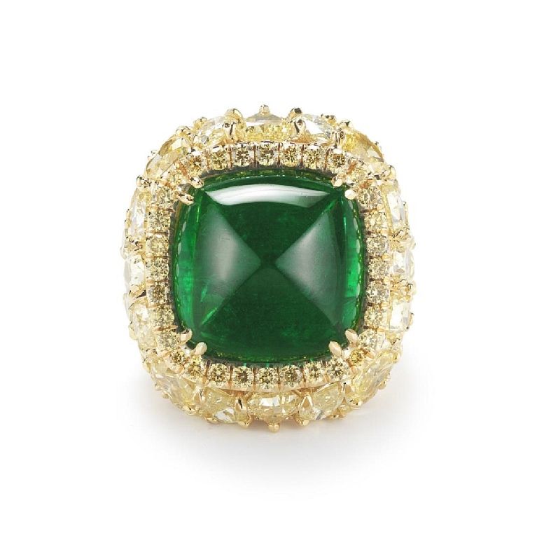 Appraisal: ct Sugarloaf Emerald And ct Diamond Ring A very rare