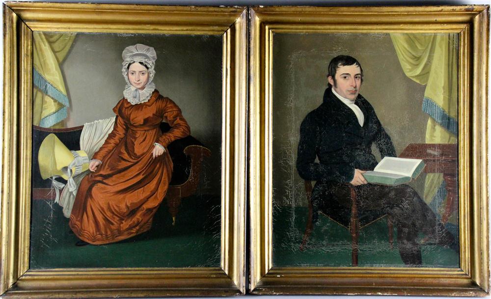 Appraisal: R GIBBS TH CENTURY A PAIR OF PORTRAITS Oil on