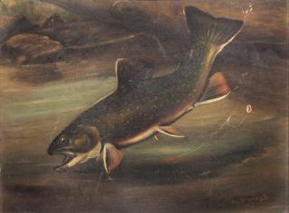 Appraisal: Walter L Steward th Century Leaping Brook Trout Walter L