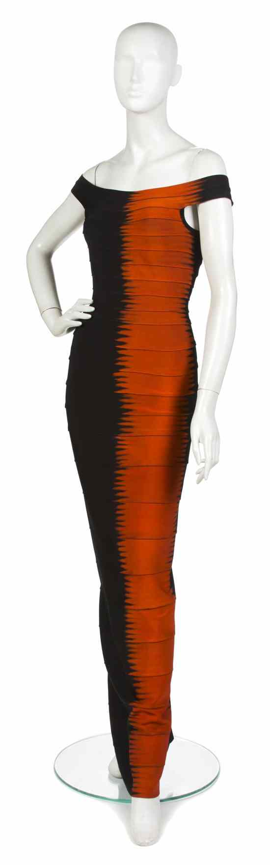 Appraisal: An Herve Leger Couture Flame Bondage Evening Gown black with