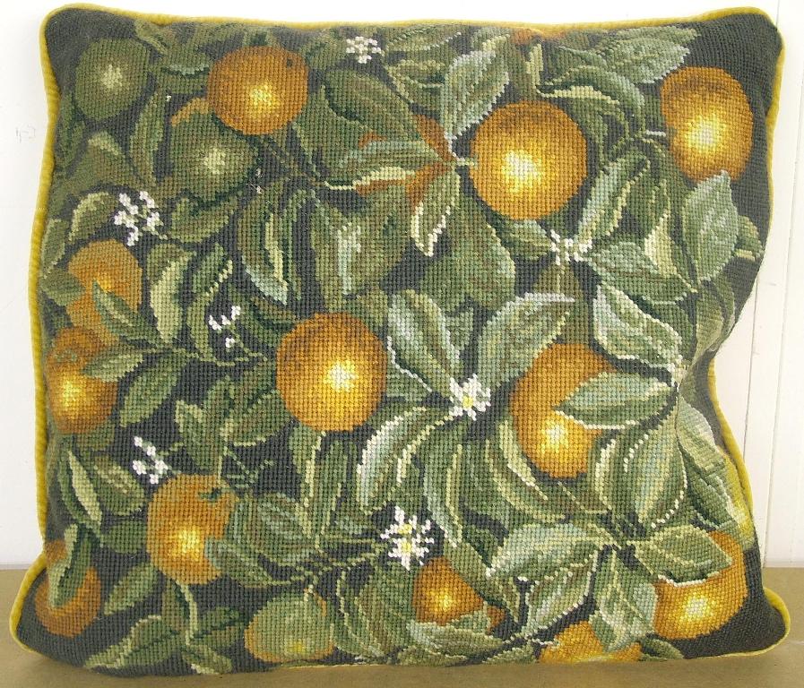 Appraisal: Set of four square tapestry cushions depicting oranges and lemons