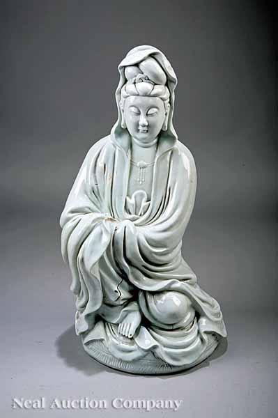 Appraisal: A Massive Chinese Blanc-de-Chine Dehua Figure of a Guanyin modeled