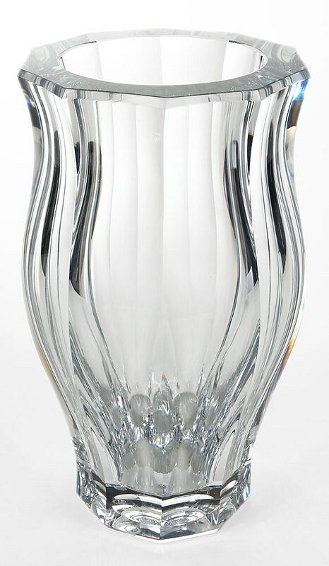 Appraisal: Tall Baccarat Signed Vase clear faceted vase with slightly flared