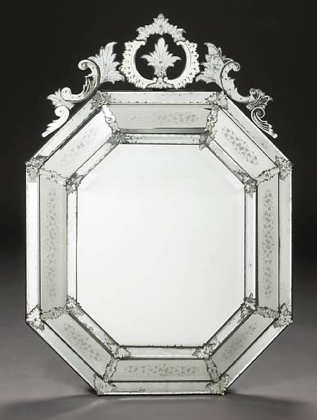 Appraisal: A Venetian acid etched wall mirror th century Of octagonal