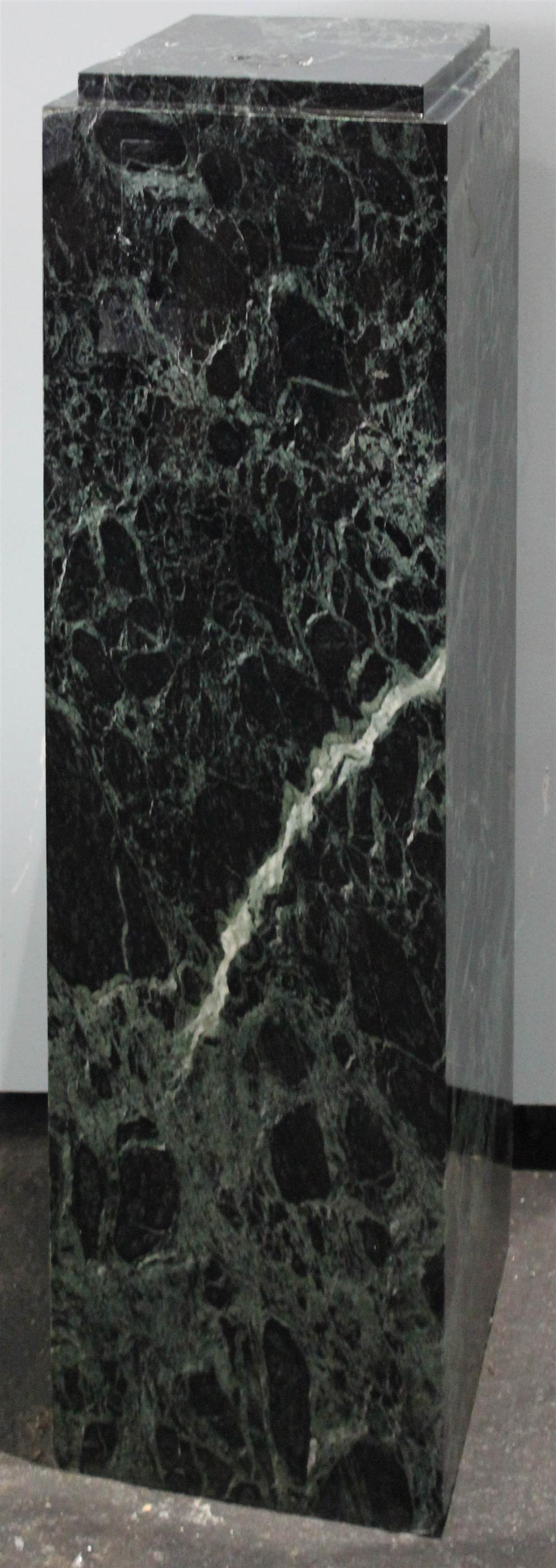 Appraisal: SOLID GREEN MARBLE PEDESTAL of heavy construction solid green with