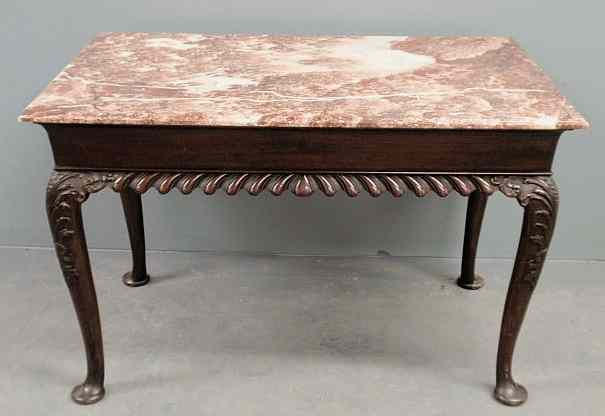 Appraisal: Chippendale style mahogany table late th c with a red