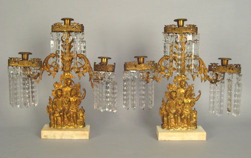 Appraisal: Pair of Philadelphia gilt metal candelabra ca stamped Cornelius Co