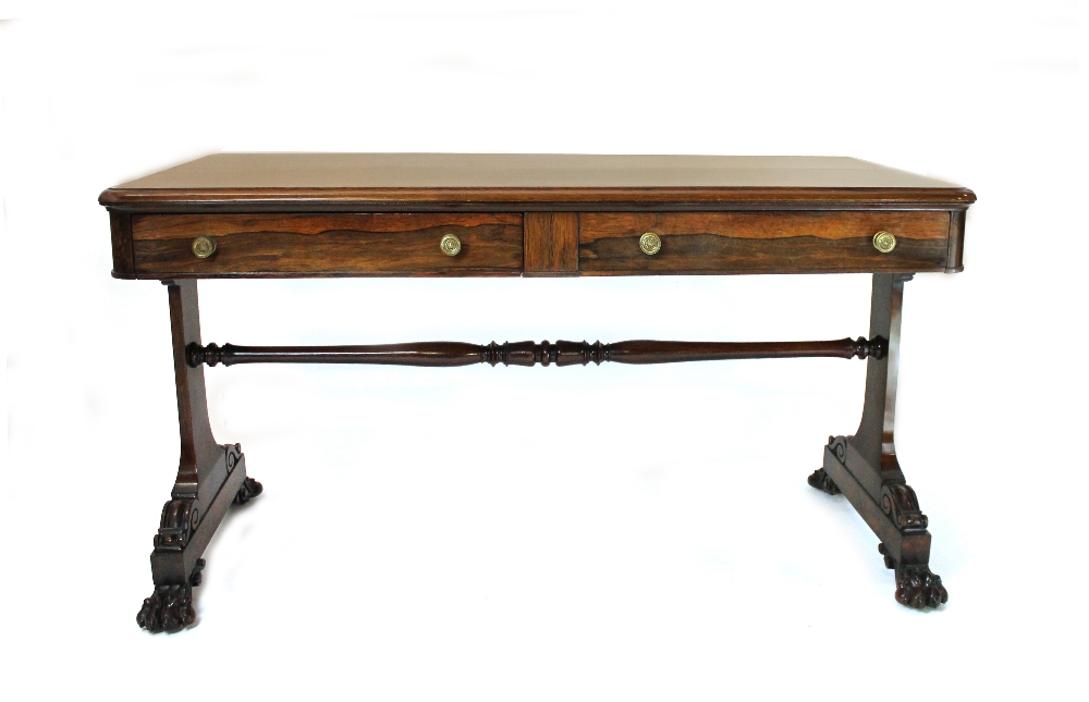 Appraisal: A William IV rosewood library table the rounded rectangular top