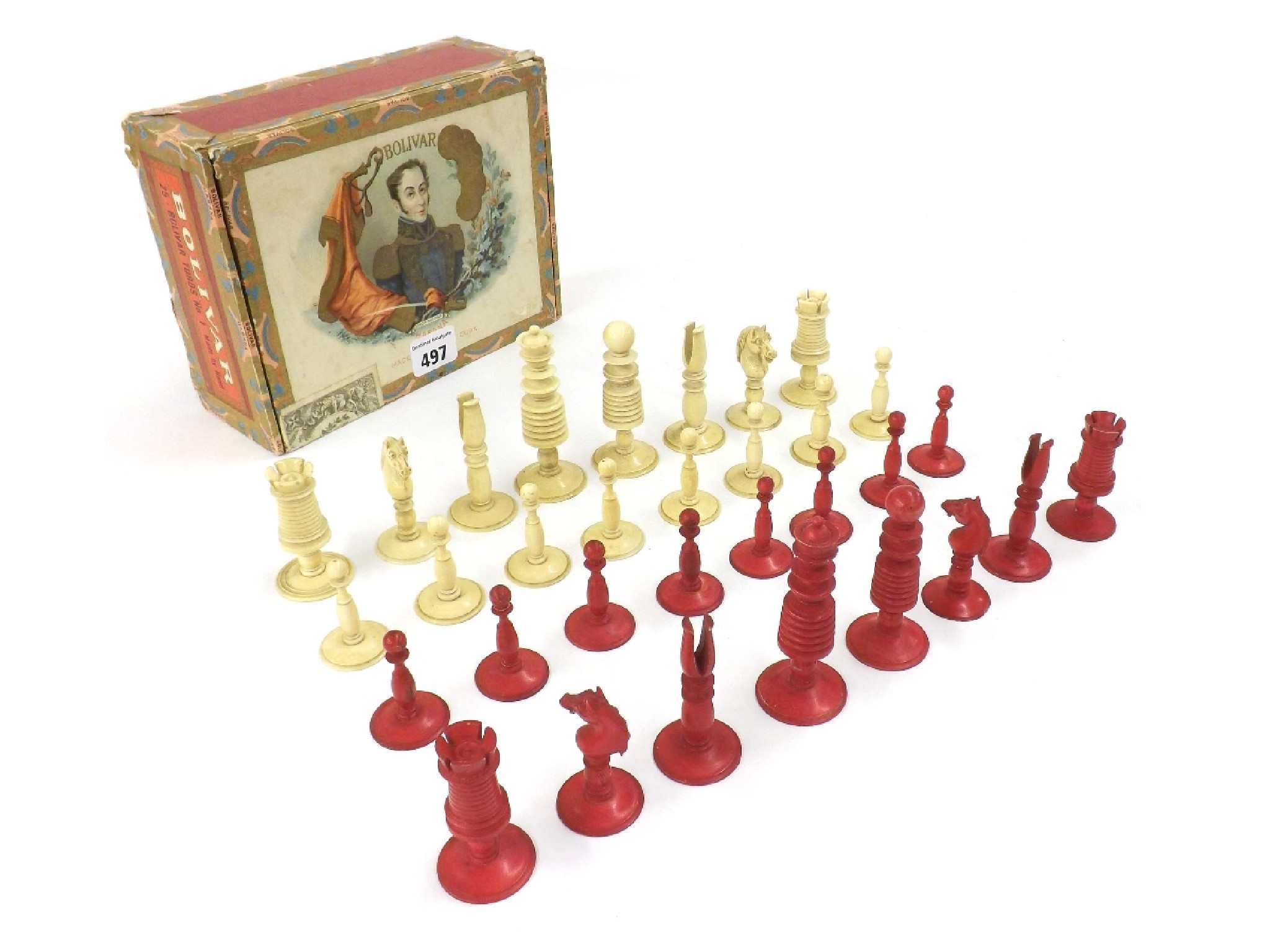 Appraisal: th century ivory chess set height of king cm