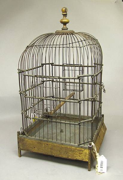 Appraisal: A French metal and wood parrot cage late th century