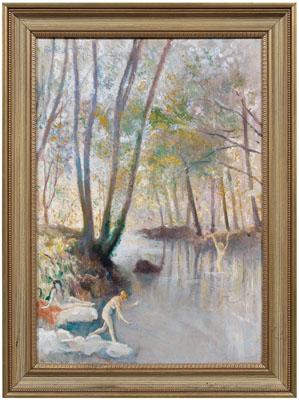 Appraisal: Edoardo Gordigiani painting Italian born bathers in a woodland signed