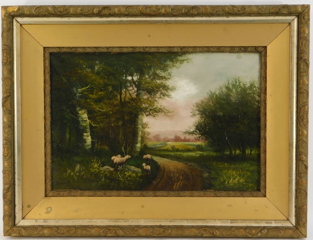 Appraisal: C JACQUES DURANT O C SHEEP LANDSCAPE PAINTING th Century