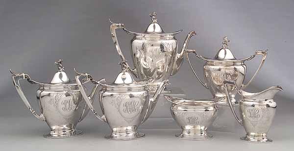 Appraisal: A Gorham Coin Silver Medallion Six Piece Coffee and Tea