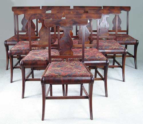 Appraisal: SET OF TWELVE MAHOGANY DINING CHAIRS Vase shaped splats set