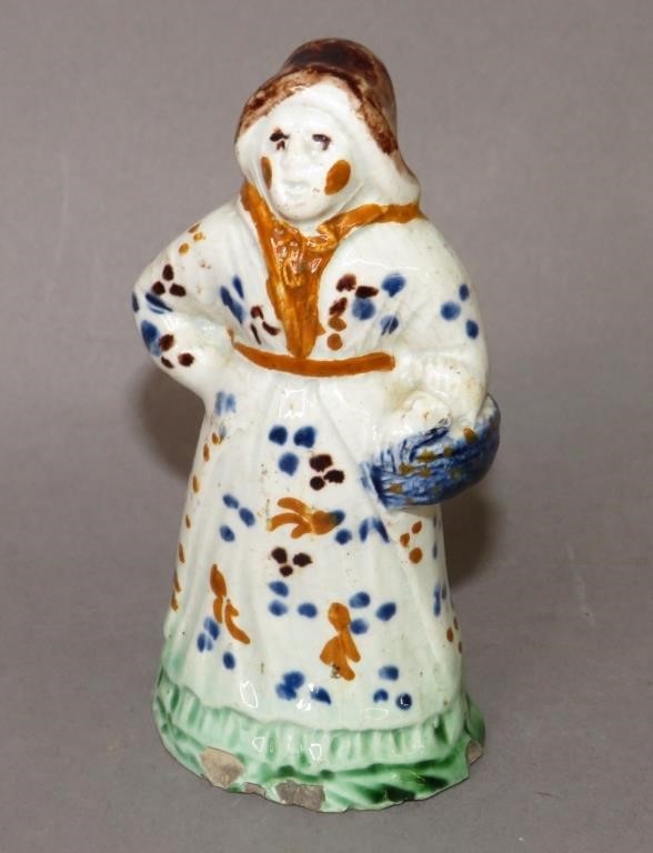 Appraisal: PEARLWARE HOLLOW PRESS MOLDED PRATTWARE FIGURINEca pearlware hollow press molded