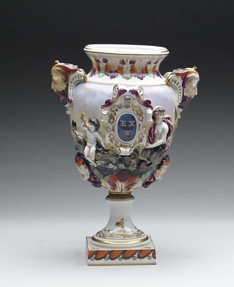 Appraisal: FANCY LARGE CAPO DI MONTE URN The urn with double