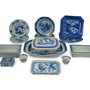 Appraisal: A Collection of Chinese Export Blue and White Porcelain Wares