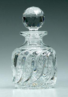 Appraisal: Cut glass perfume or decanter swirled panels with cut flowers