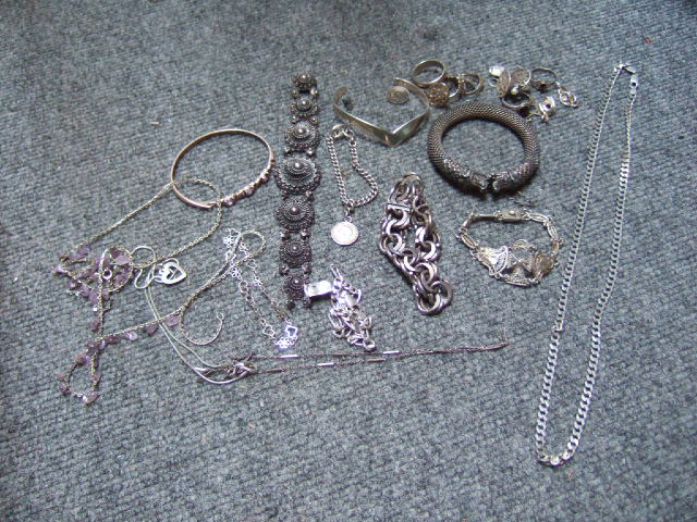 Appraisal: Mostly silver jewellery comprising six bracelets three bangles five necklaces