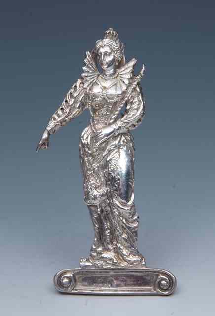 Appraisal: A CONTINENTAL SILVER MENU HOLDER in the form of a