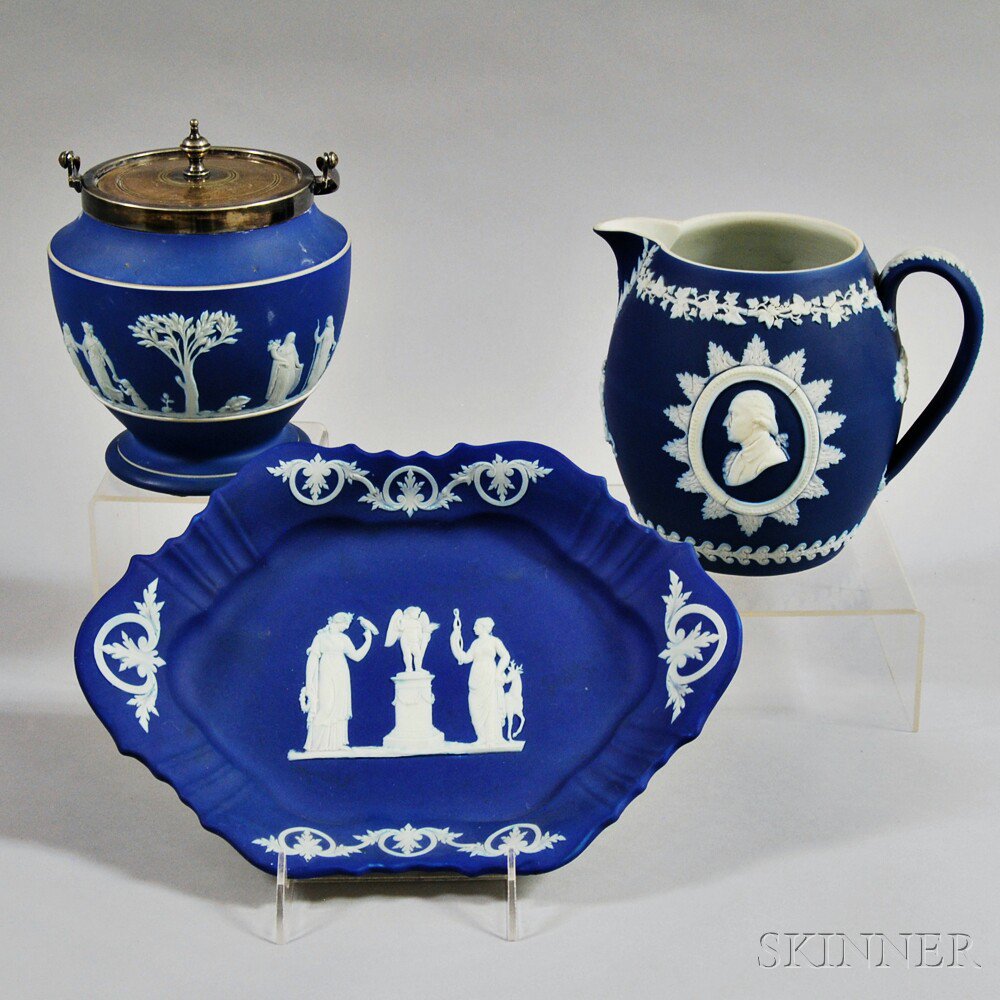 Appraisal: Three Wedgwood Dark Blue Jasper Items th th century a