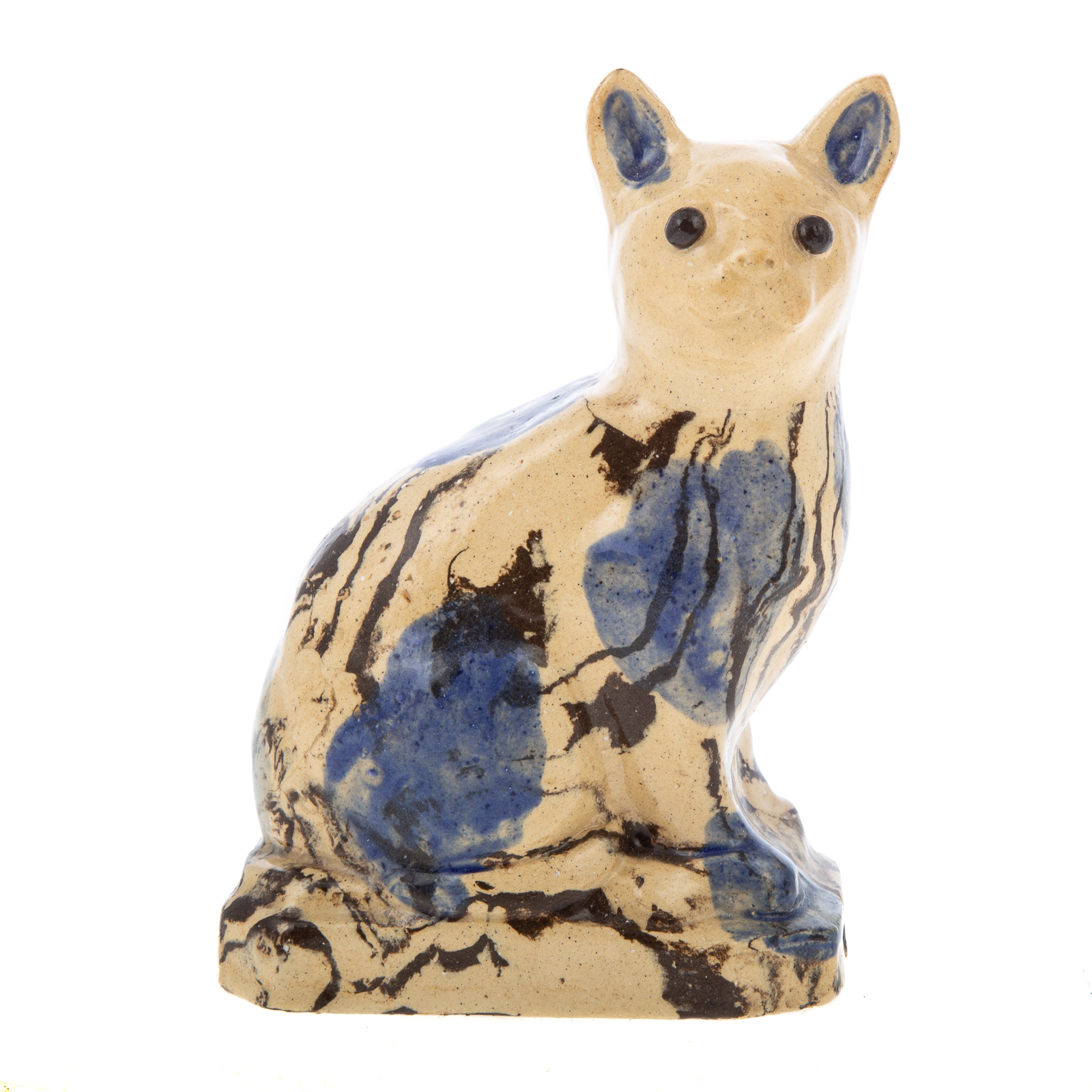 Appraisal: STAFFORDSHIRE AGATE GLAZED CERAMIC CAT Late th century seated cat