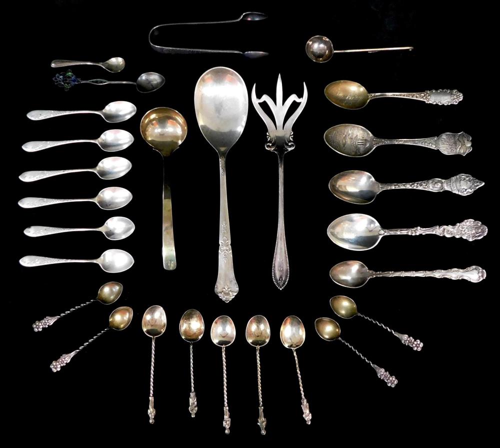 Appraisal: STERLING Twenty seven assorted pieces of silver flatware American and