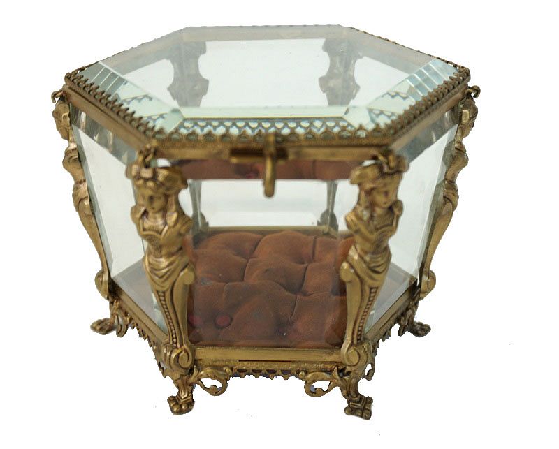 Appraisal: French Gilded Ormolu Beveled Glass Vanity Box French Gilded Ormolu