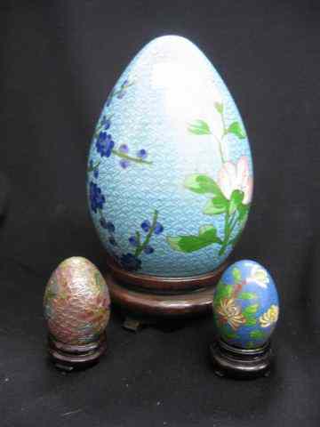 Appraisal: Chinese Cloisonne Eggs largest is '' one of smaller example