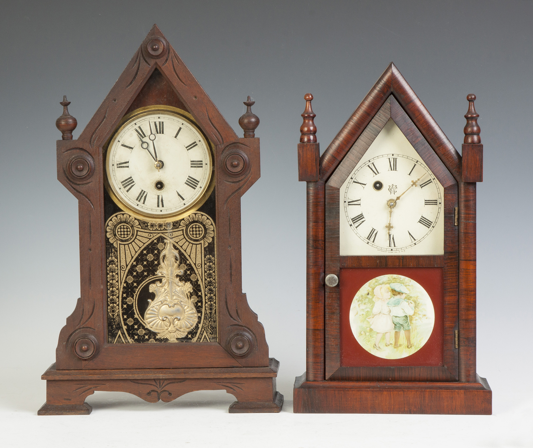 Appraisal: Two Steeple Clocks L New Haven Clock Co Victorian Steeple