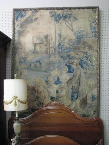 Appraisal: An antique French style framed tapestry depicting figures in a