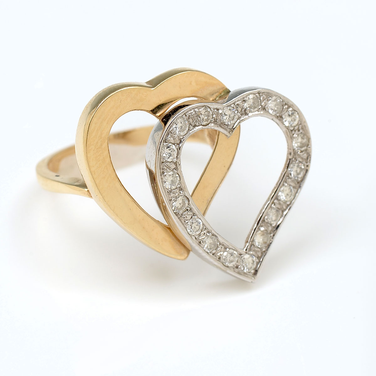 Appraisal: K DIAMOND HEART RING K yellow gold heart ring contains