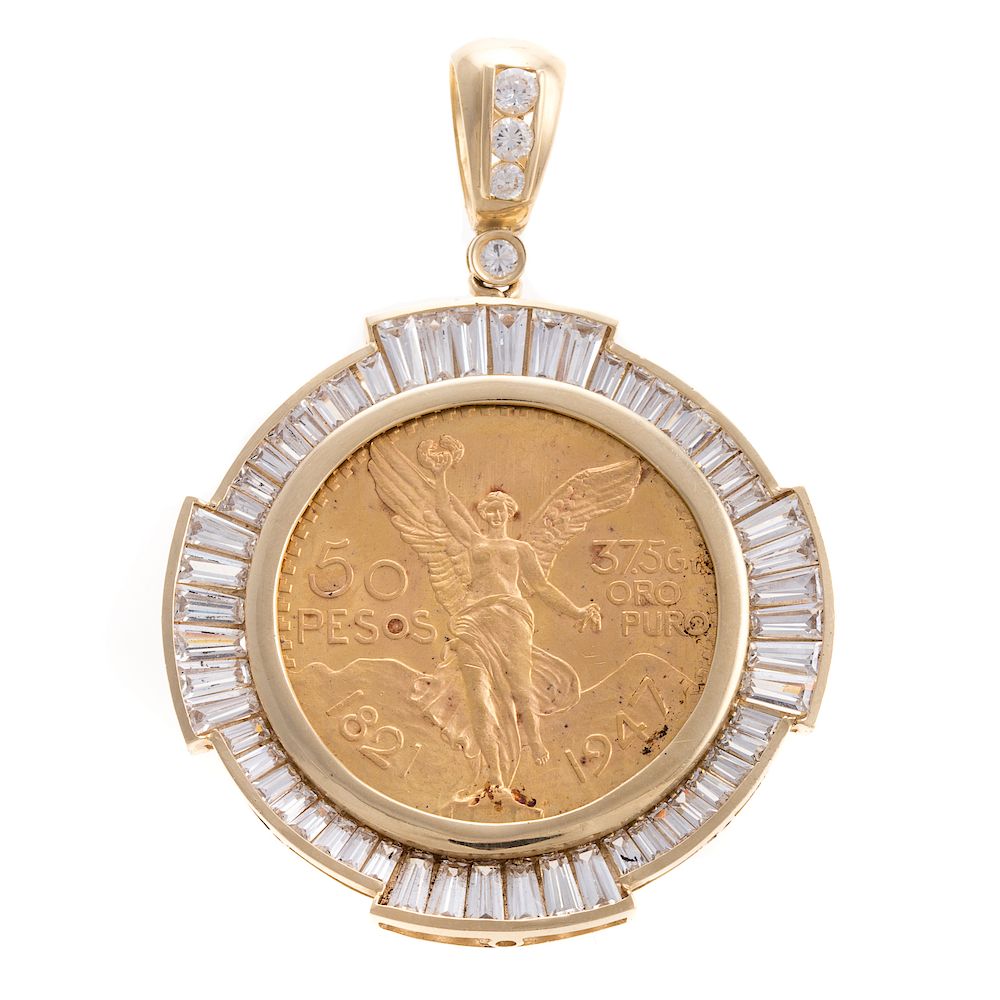 Appraisal: A Pesos Coin in Spectacular Pendant Pesos Mexican coin set