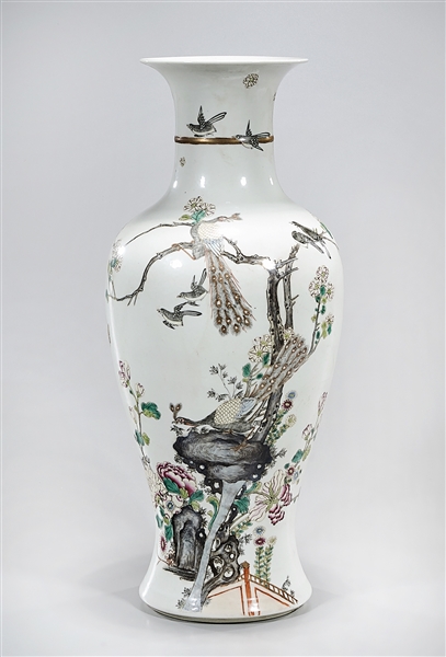 Appraisal: Chinese enameled porcelain vase with peacocks and birds design x