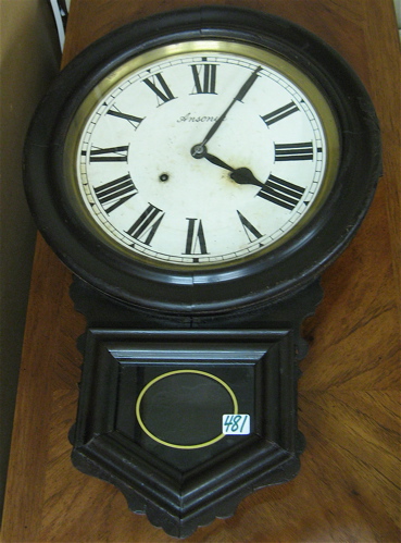 Appraisal: ANSONIA ROUND SHORT-DROP SCHOOL HOUSE WALL CLOCK Ansonia Clock Co