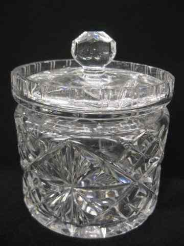 Appraisal: Cut Crystal Biscuit Jar star top with starburst crosshatching base