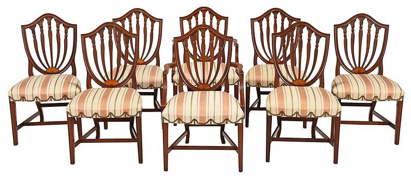 Appraisal: Set Eight Hepplewhite Style Mahogany Dining Chairs th century each