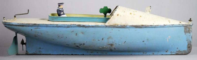 Appraisal: German Tin Wind-Up Bing Speed Boat Description Includes bisque sailor