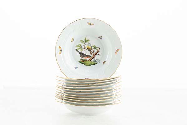 Appraisal: Twelve Herend Rothschild Bird soup bowls A set of twelve