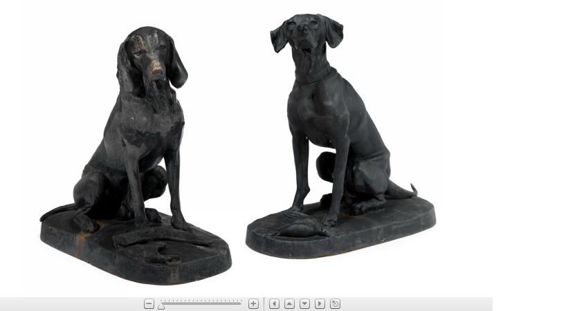 Appraisal: Pair of Continental style black painted cast iron hounds on