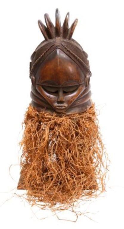 Appraisal: African tribal carved wood helmet mask Sande society of the