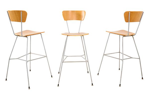 Appraisal: SIX GORDON MATHER SMARTI STOOLS blondewood seats and back on