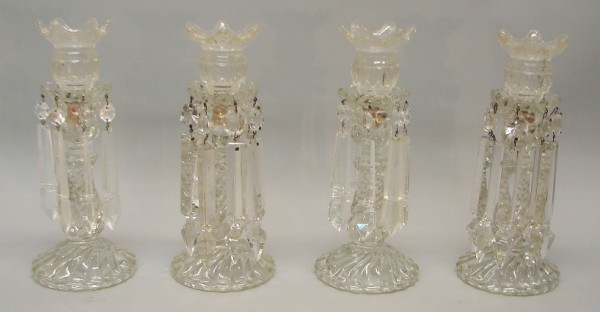 Appraisal: Candlesticks with removable inserts decorative prisms t