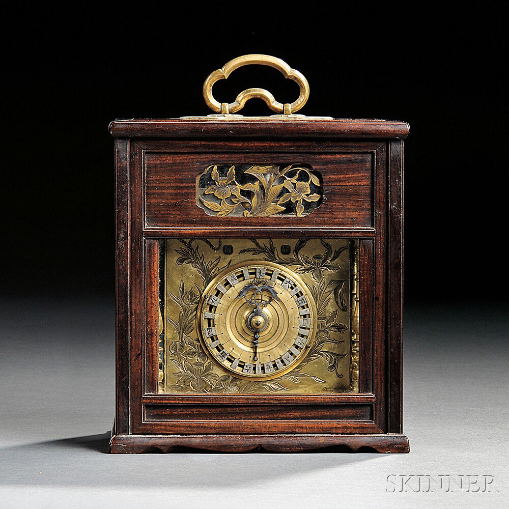 Appraisal: Japanese Makura Dokei Clock th century with straight sided bell